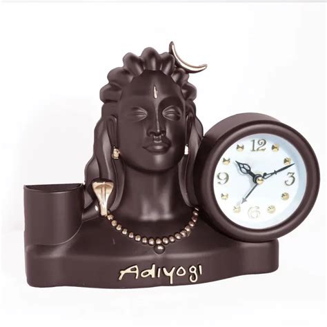 Skarsh Trade Adiyogi Siva Statue with Attached Clock with Pen Stand ...