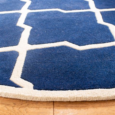 Safavieh Chatham 735 Dark Blue/Ivory Contemporary 7ft x 7ft Round Rug ...