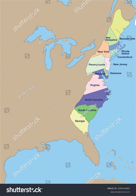 13 American Colonies Map Printable