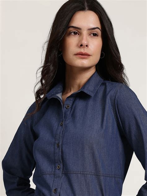Denim Trousers Co-ord Set - Navy Blue – FableStreet
