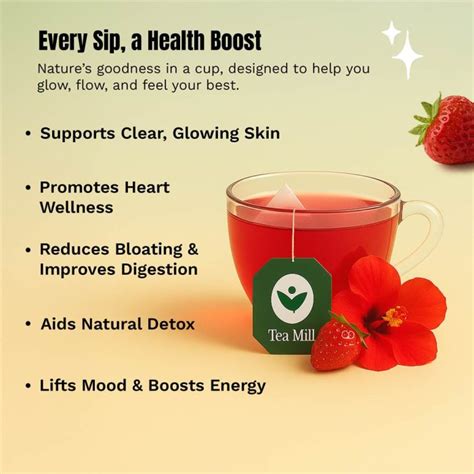 Tea Mill Organic Strawberry Herb Bliss – Fruity Green Tea with Hibiscu ...