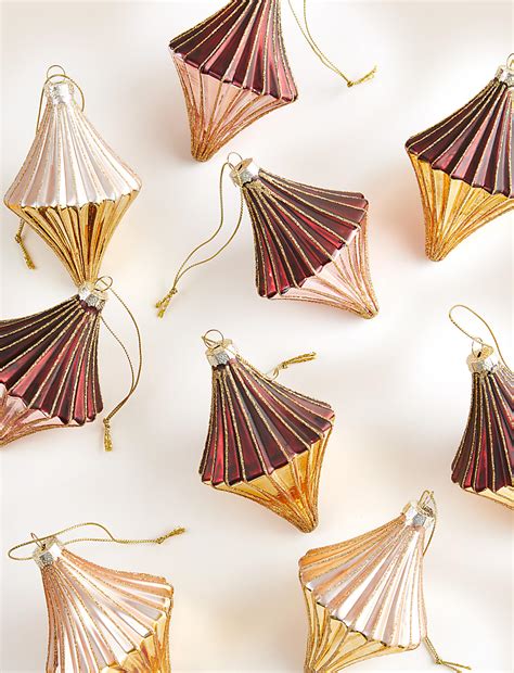 Buy 9pk Glass Glitter Finial Baubles at Marks & Spencer