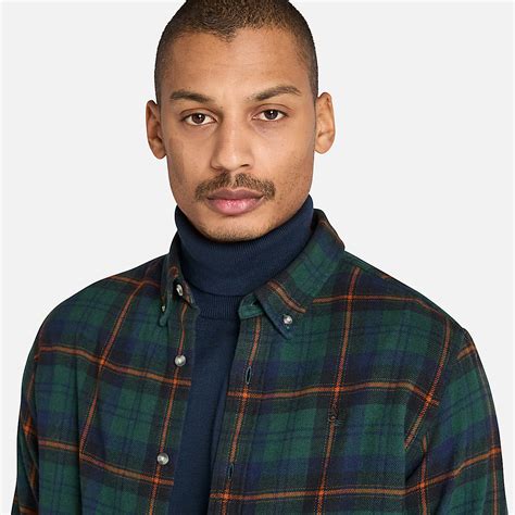 Checked Flannel Shirt for Men in Dark Green