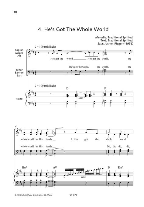 He's Got the Whole World by Jochen Rieger Sheet Music for Choir at ...