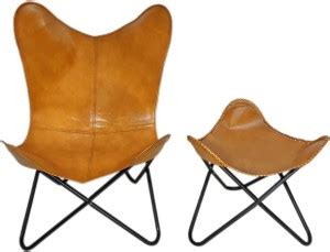 SHREE GANESH ENTERPRISES Genuine Leather Butterfly Chair/Ottoman – Iron ...