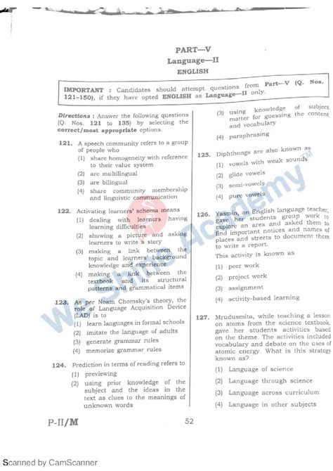 CTET Previous Year Question Paper: English Language Insights - Studocu