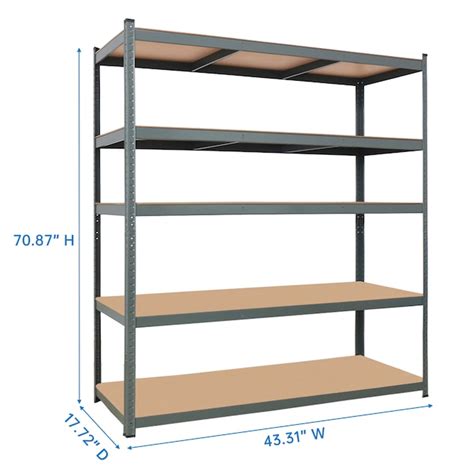 Winado 5 -Tier Heavy Duty Silver Metal Utility shelving unit with Solid ...