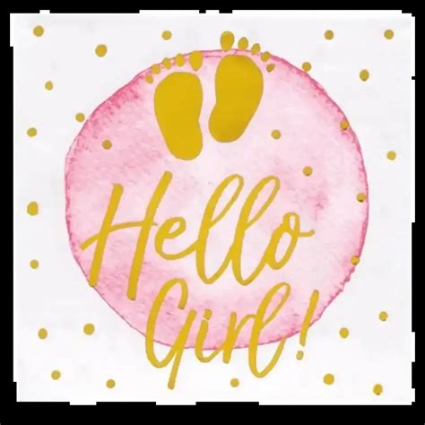 Asciugamani di carta rosa "hello girl" (set di 20) - Sparklers Club