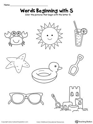 *FREE* Color the Pictures: Words Beginning with Letter S ...