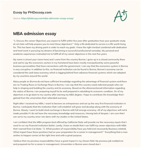 MBA Application Essay Examples 的图像结果