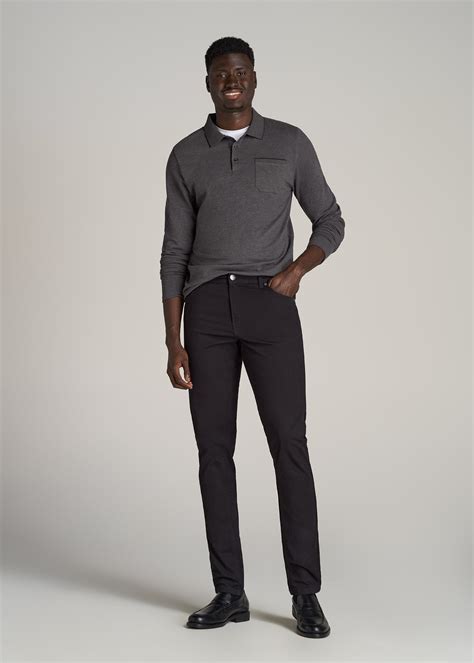 Men's Five Pocket Pants: Tall Dylan Slim Fit Black Pants – American Tall
