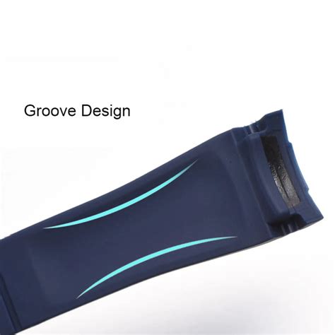 High End Curved FKM Rubber Watch Band with Oyster Style Deployment Cla ...