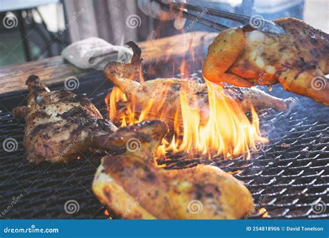 Pollo asado flames stock photo. Image of catering, barbecue - 254818906