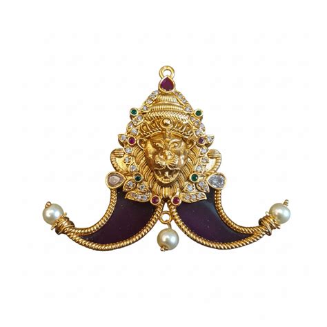 Lord Narasimha Puligoru Locket - 24K Gold Plated Deity Temple Jewelry ...