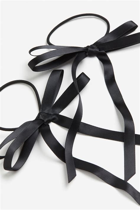 2-pack bow-detail hair elastics - Black - Ladies | H&M IN