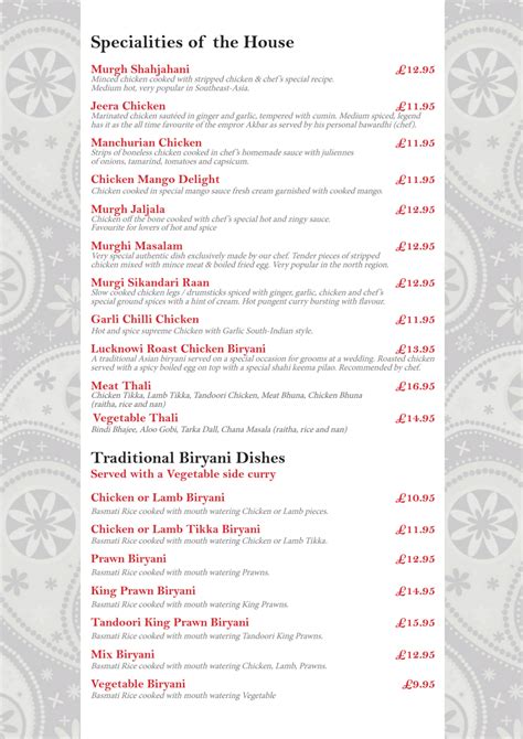 Carta y menù 2023 Actualizados - Eastern Eye Balti House en Londres ...