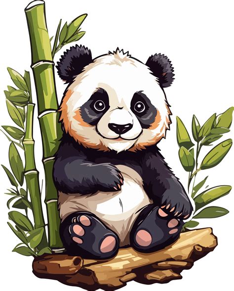 Panda with Bamboo Clipart AI Generative 29737153 PNG