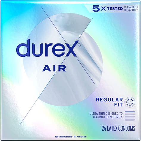 Durex Air Condoms, Extra Thin, Transparent Natural Rubber Latex Condoms ...
