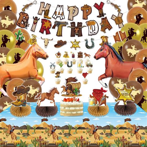 Amazon.com: Cowboy Party Decorations - Includes Western Cowboy Birthday ...