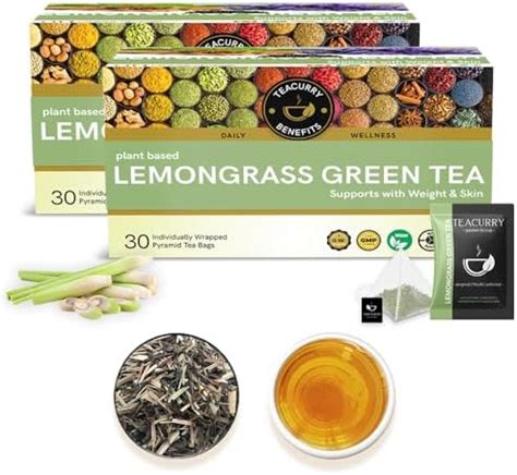 TEACURRY Lemongrass Green Tea, 60 Tea Bags (Pack of 2) - Helps with ...