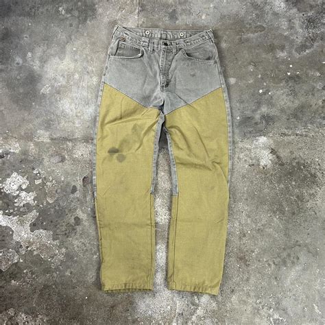 Vintage 90s Tan Double Knee Jeans Men’s 33 x... - Depop