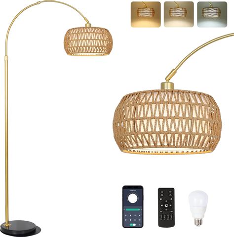 Gold Floor Lamps for Living Room, Arc Floor Lamp with Remote & Dimmable ...