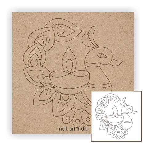 MDF Pre Marked Rectangle Peacock– Hobby Decor Pvt Ltd