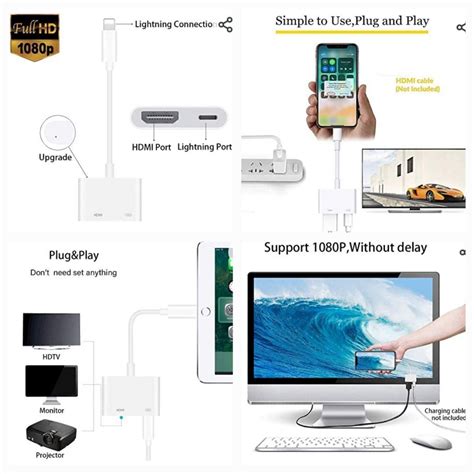 Apple Lightning Digital AV Adapter,1080P Lightning to HDMI Cable Sync ...