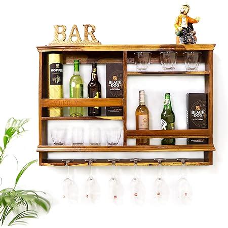 Devdhara Wooden Wine Rack Wall Hanging bar Cabinet Shelf with Wall ...