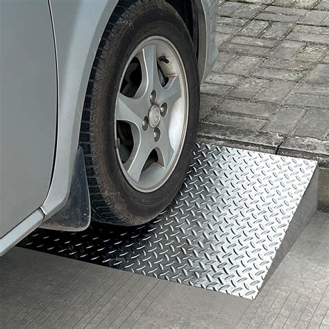 Driveway Ramp Stainless Steel, Curb Ramp 2 3 4 5 6 7 8 Inch Rise for Lowered Cars/Motorcycle ...