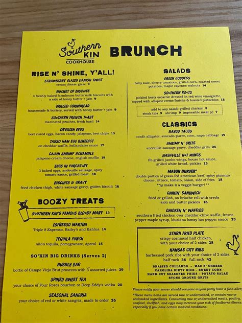 Menu at Southern Kin Cookhouse pub & bar, Somerville