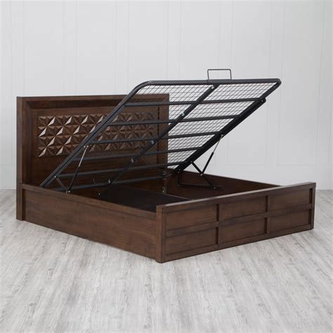 Buy Rio Eva Queen Bed with Hydraulic Storage - Brown from Home Centre ...