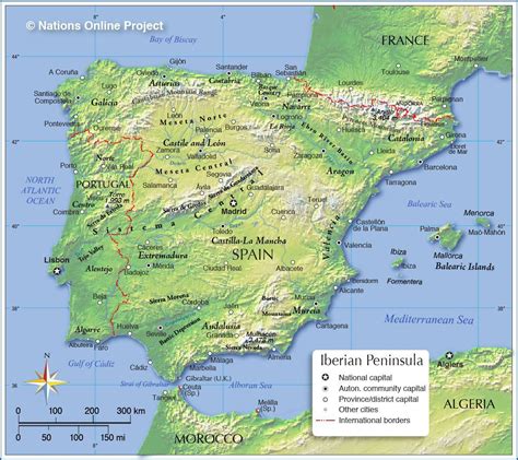 Spain topographic map - Map of Spain topographic (Southern Europe - Europe)