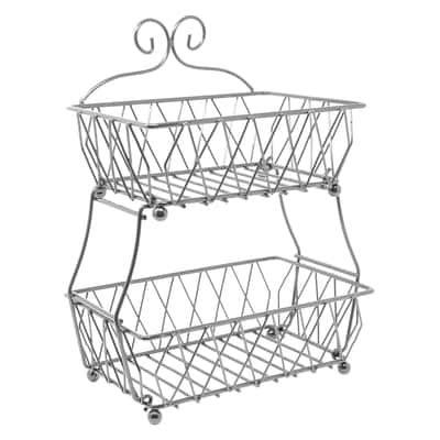 Sorbus 16" 2-Tier Wire Basket Stand, Color: Silver | Michaels