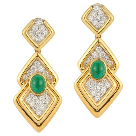 Superb Victorian Emerald Diamond Gold Earrings For Sale at 1stDibs