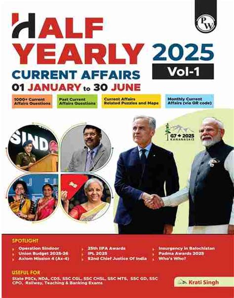 PW Half Yearly Current Affairs Magazine Vol. 1 Jan-Jun 2025 By Krati ...
