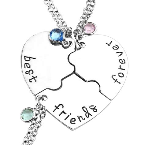 Happyyami 3pc Best Friends Forever Necklaces Puzzle Piece Friendship ...