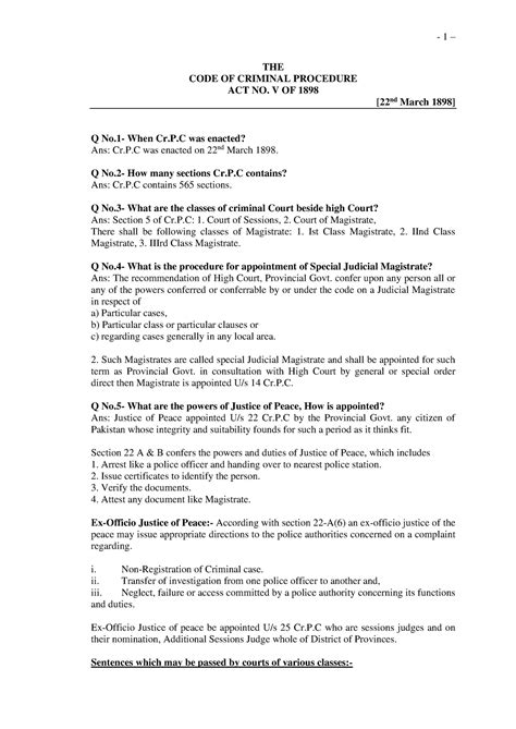 Notes in Questions and Answers form on C - THE CODE OF CRIMINAL ...