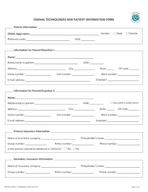 Cranial Technologies New Patient Information Form - Fill Out, Sign ...
