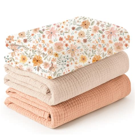 Amazon.com: Konssy 3 Pack Muslin Swaddle Blankets for Unisex, Newborn ...