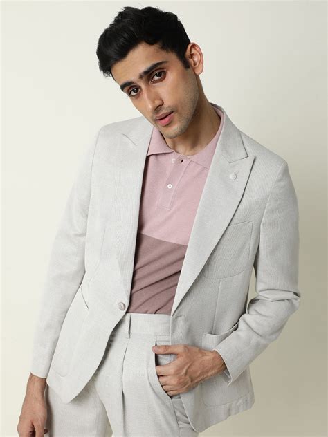 RARE RABBIT Men Beige Solid Single-Breasted Slim-Fit Blazers - Price ...