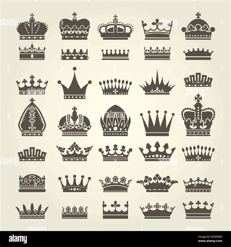 Crown icons set - monarchy authority and royal symbols Stock Vector ...