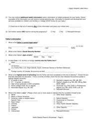 North Dakota Parent's Worksheet for Completing the North Dakota Birth ...