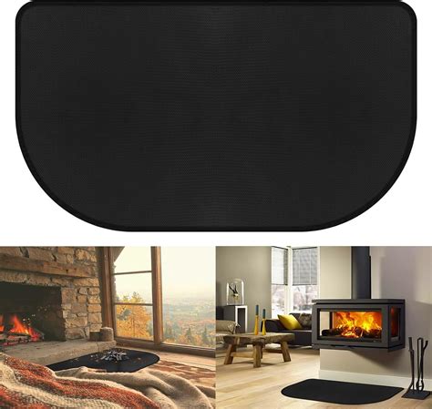 42" x 24" Fireplace Hearth Rug, Fireproof Fireplace Mat, Silicone and ...