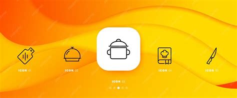 Koken set icoon Product eten snijplank steelpan schotel deksel kookboek ...