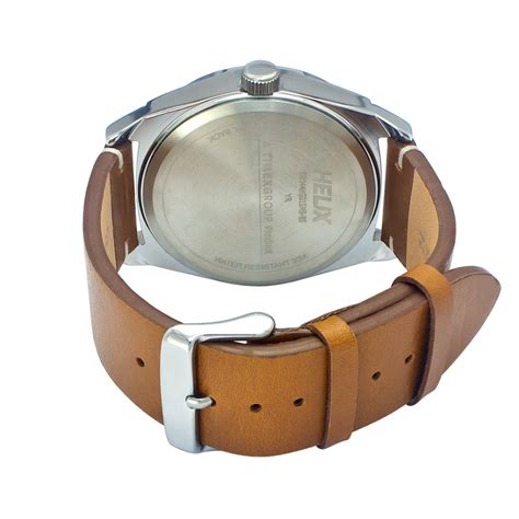 Helix By Timex Blue Round Analog Leather Watch Men -TW044HG01