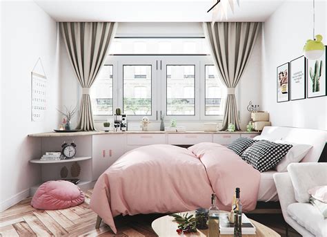 粉色卧室效果图-上海装潢网