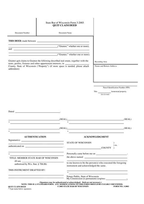 Free Quit Claim Deed Template for Wisconsin Residents