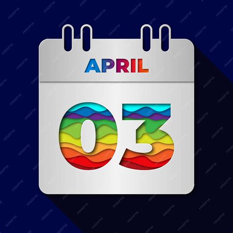 Premium Vector | 3 april date calendar flat minimal paper cut art style ...
