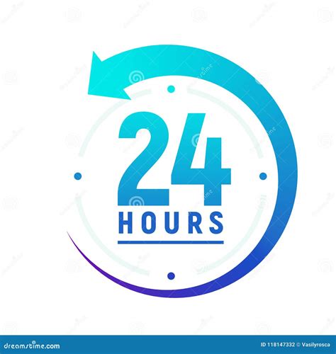 24 Hours a Day Icon. Green Clock Icon Around Work Stock Vector ...